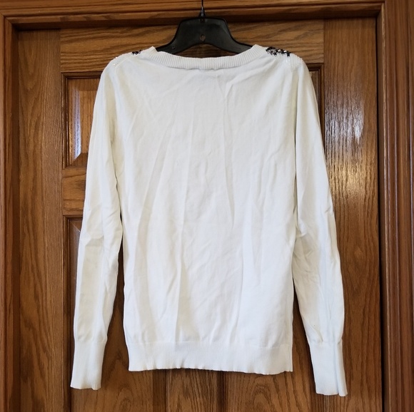 Express White Sequin Sweater M - Picture 3 of 4